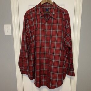 Brooks Brothers Button Front Shirt Men's 2XL Long Sleeve Red Plaid Holiday‎